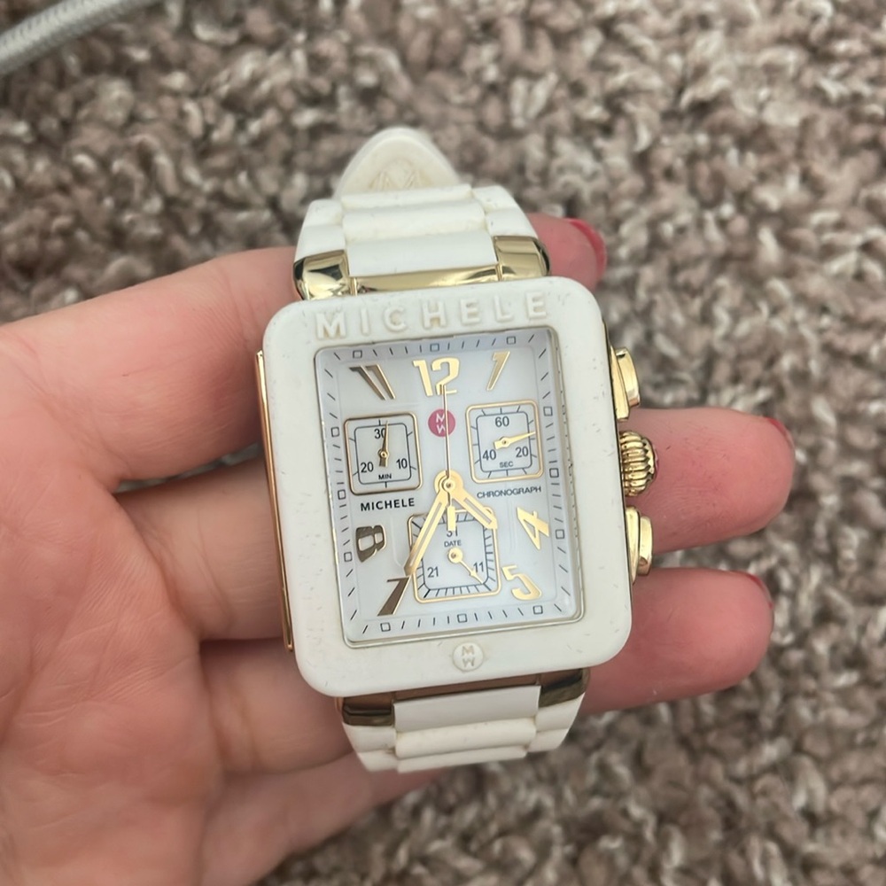 Michele park jelly bean watch white silicone